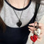 New Heart Pendant Necklace Adjustable Pull-out Sweater Chain Accessory Wholesale