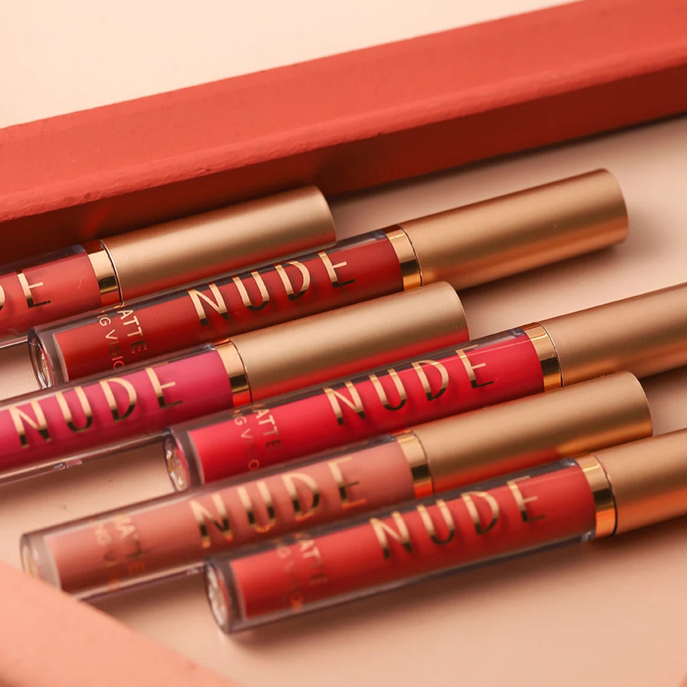 2Pcs Set of Boxes Velvet Matte Lipliner Lip Gloss Combination Lasting Non-stick Liquid Lipstick Nude Glaze Lips Makeup Cosmetics