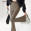 2024 Spring Summer New Checkerboard Shark Flared Leggings Women High Waist Tight Butt Lifter Sexy American Style Boot Cut  Pant