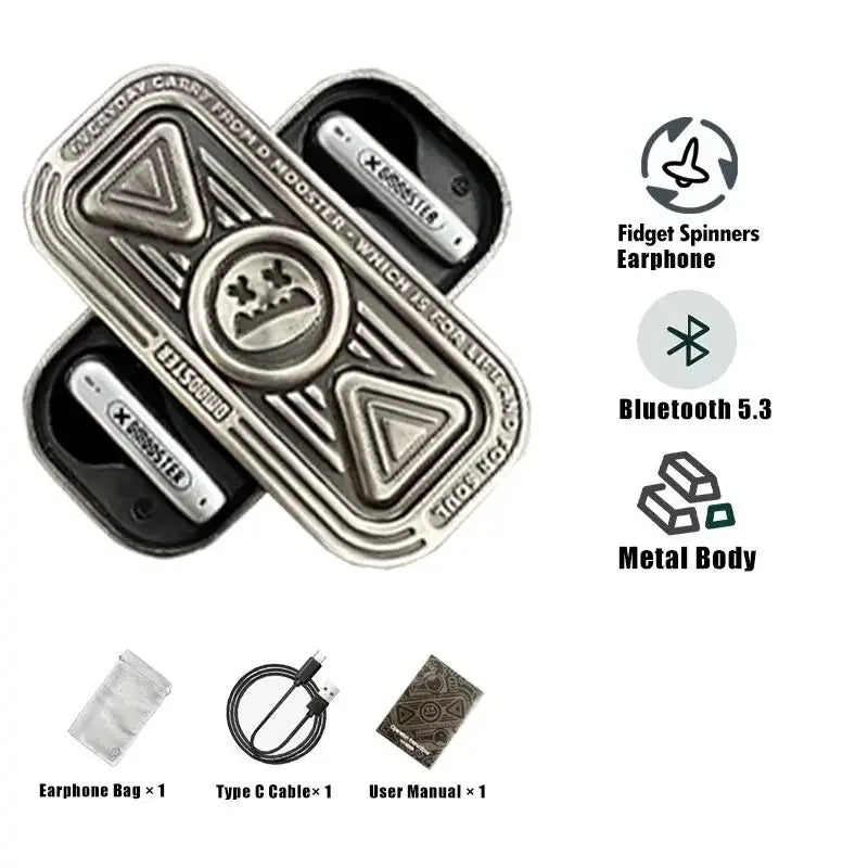 DMOOSTER D15 DNC TWS Headphone Bluetooth Wireless HIFI Headset Fidget Spinner Metal Earphone New Sport Man Driver Diameter Style