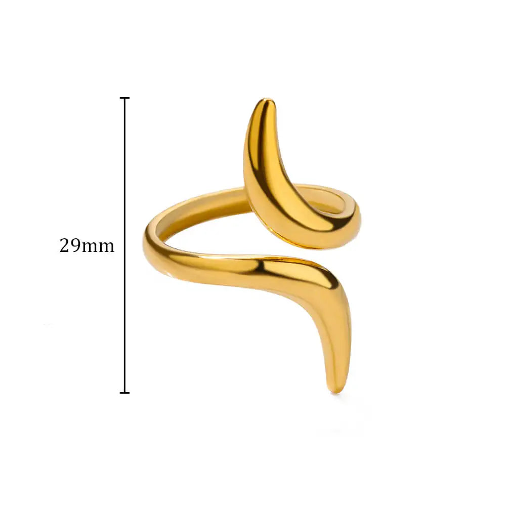 Geometric Lancet Glossy Stainless Steel Open Rings For Women Minimalist Gold Color Adjustable Wedding Ring Female Jewelry BFF