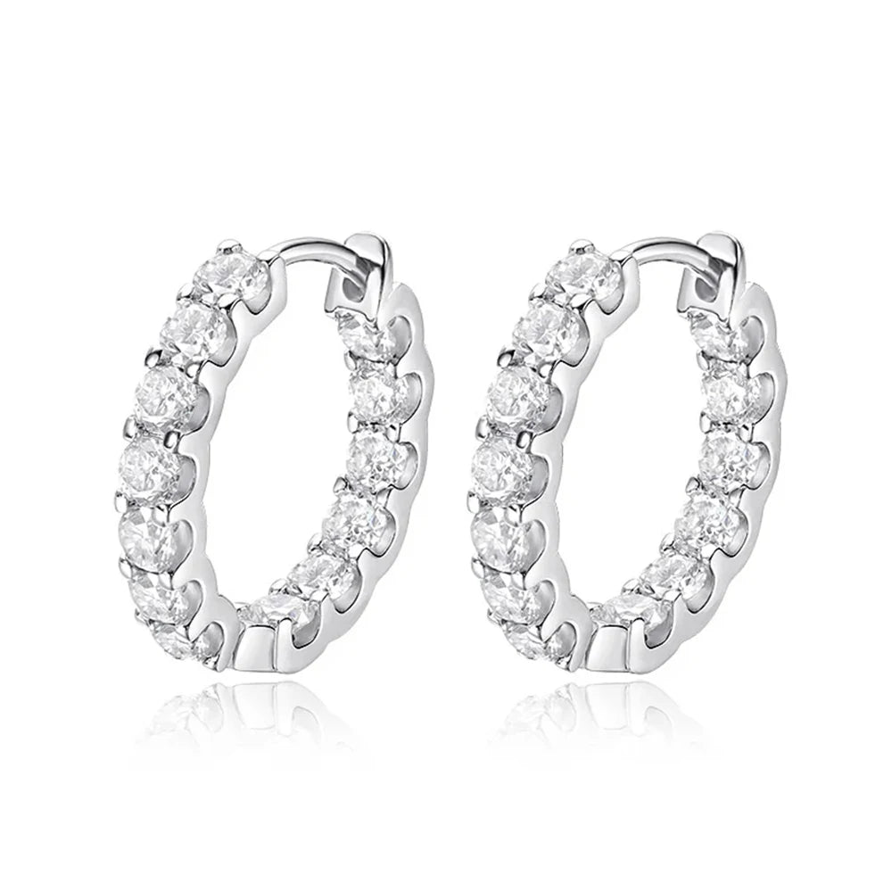 3mm D Color Black Full Moissanite Hoop Earrings for Women S925 Sterling Silver With GRA Diamond Earrings Party Fine Jewelry Gift