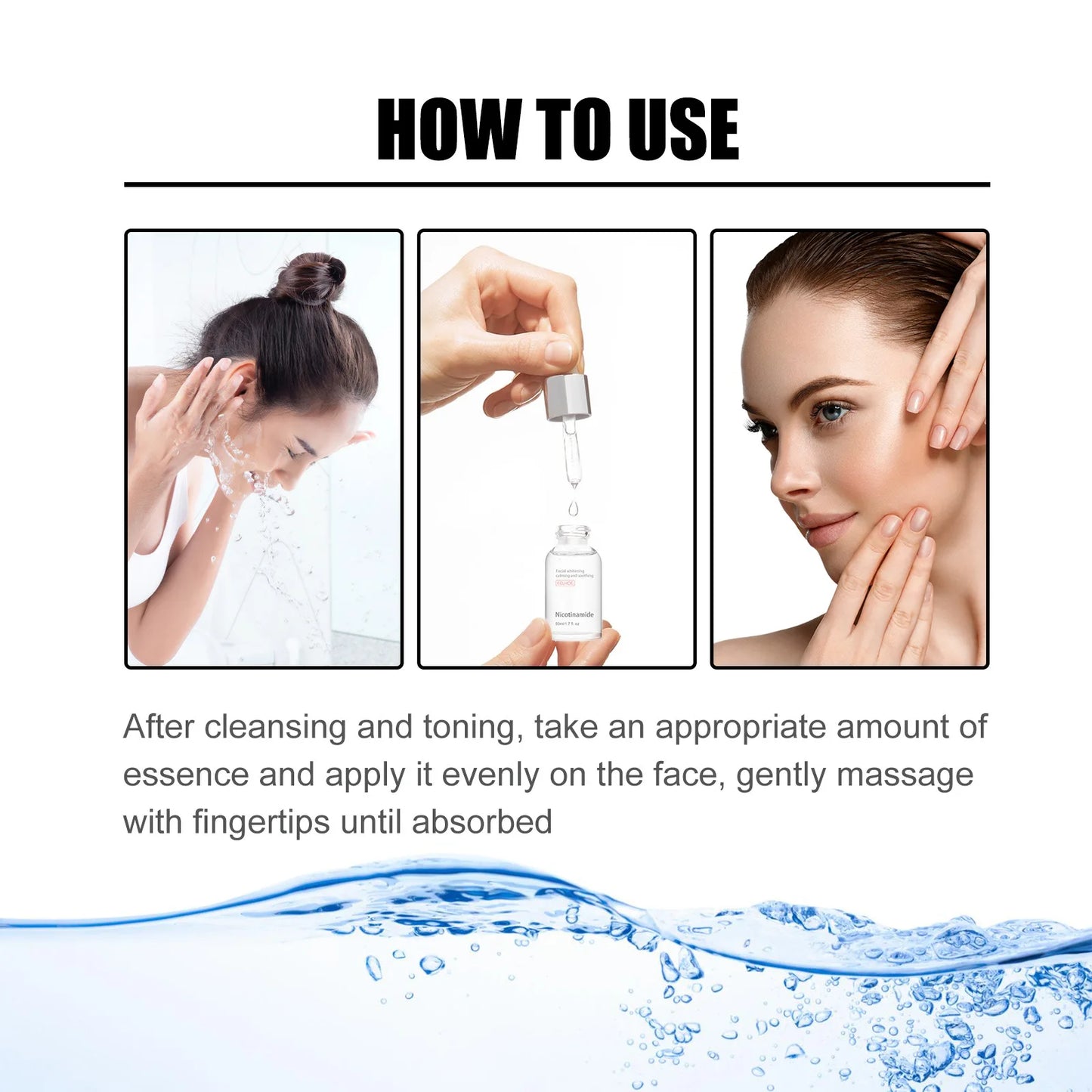 Nicotinamide Face Serum Dark Spot Whitening Acne Pimple Treatment Pore Shrinking Moisturizing Niacinamide Hyaluronic Acid Serum