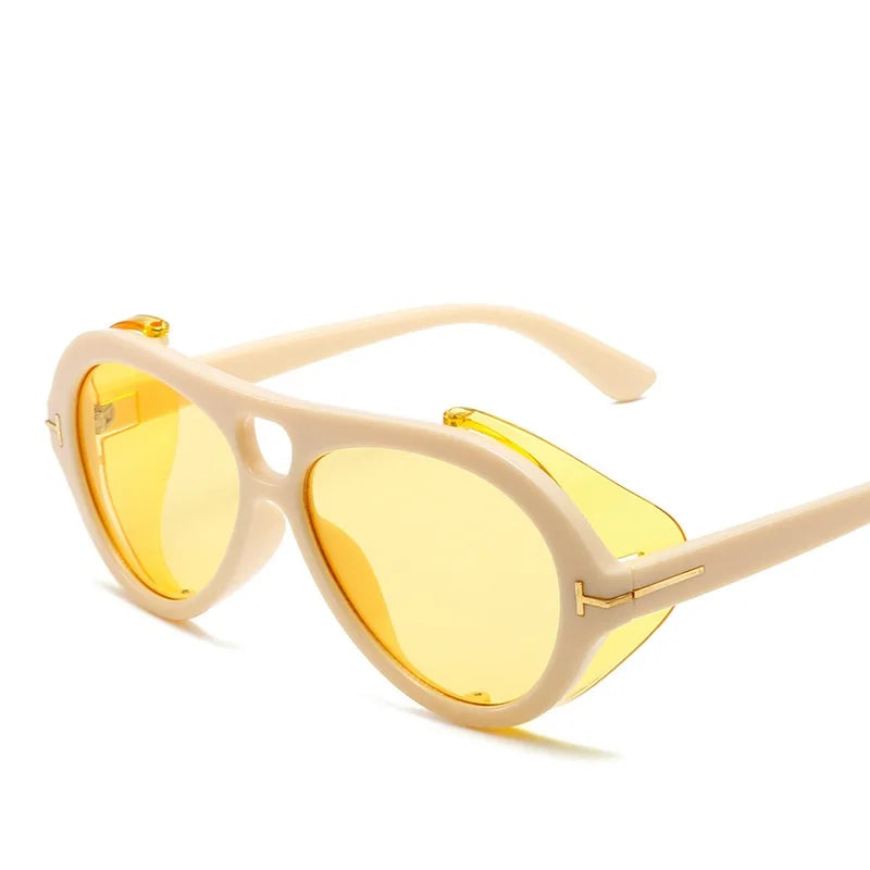 Brand Steampunk Sunglasses Fashion Women Luxury Pilot Sun Glasses Ladies Men Punk Style Sunglass Oval Men UV400