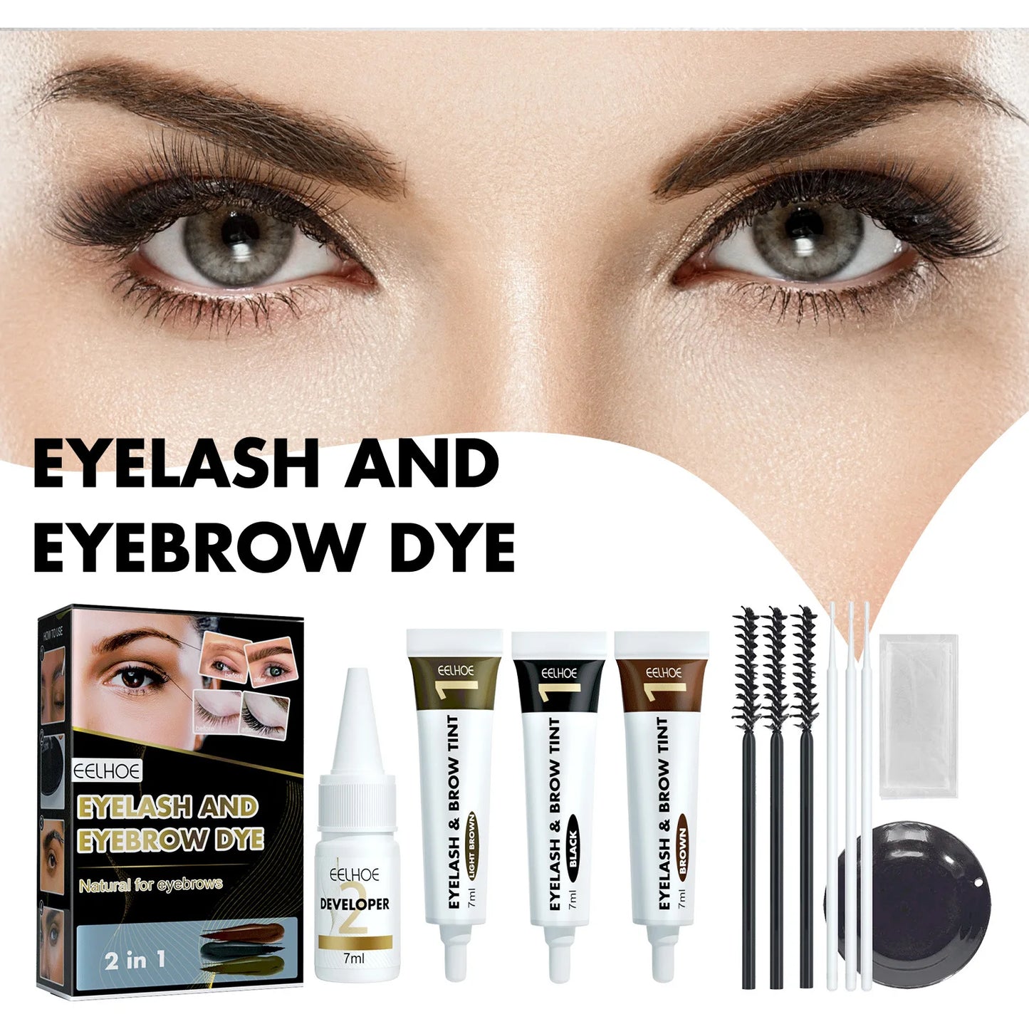 EELHOE Eyebrow Dyeing Kit Professional Eyelash Eyebrow Dyeing Cream Sweat-proof Waterproof Long-Lasting Eye Makeup Free Shipping