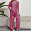 Two Piece Irregular Tassel Solid Color Long Sleeved Top Loose Wide Leg Pants Sets Autumn Winter Simple Daily Plus Size Home Wear