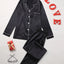 Solid Pajama Set Long Sleeve Button Up Lapel Top & Pants Pj Set Women's Sleepwear & Loungewear