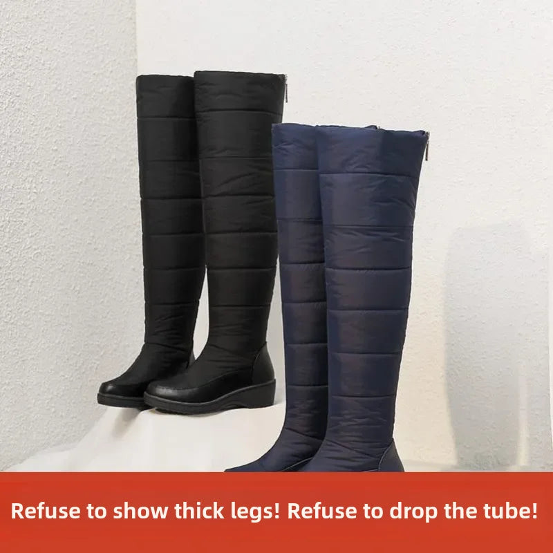 2023 Winter Waterproof Women's Knee-high Boots Warm Cotton Material Windproof Knee Protection Snow Boots Long-lasting Wear