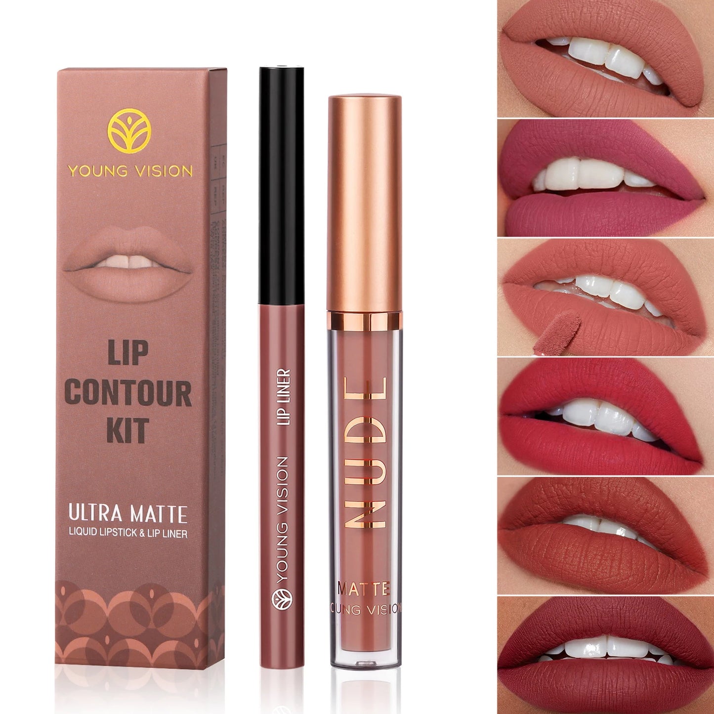 2Pcs Set of Boxes Velvet Matte Lipliner Lip Gloss Combination Lasting Non-stick Liquid Lipstick Nude Glaze Lips Makeup Cosmetics