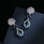 Simple 925 silver light luxury natural opal inlaid with real diamonds and black gold plated oval earrings luxury earrings women