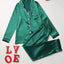 Solid Pajama Set Long Sleeve Button Up Lapel Top & Pants Pj Set Women's Sleepwear & Loungewear