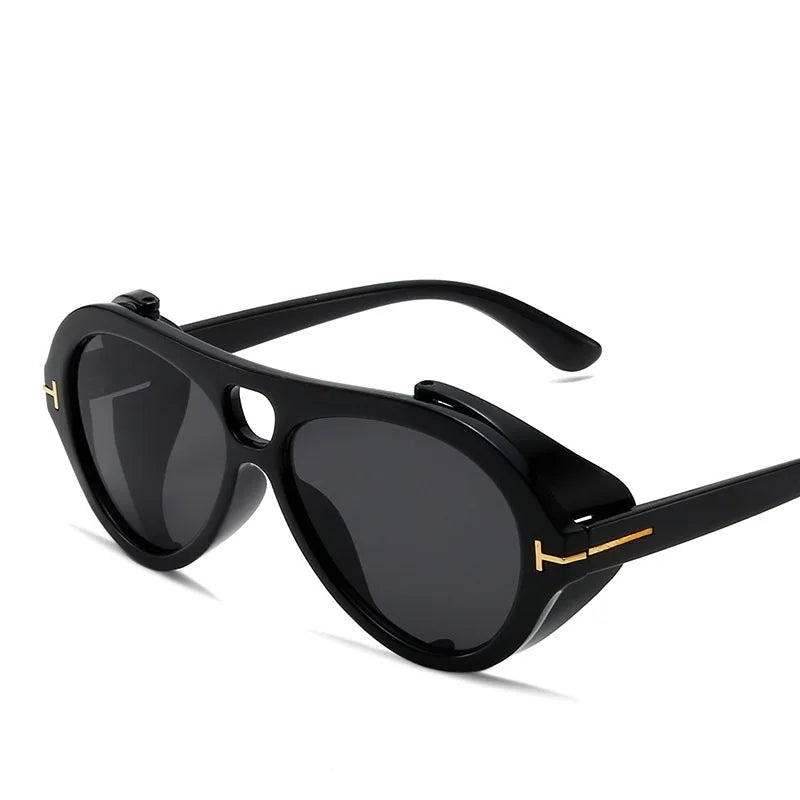 Brand Steampunk Sunglasses Fashion Women Luxury Pilot Sun Glasses Ladies Men Punk Style Sunglass Oval Men UV400