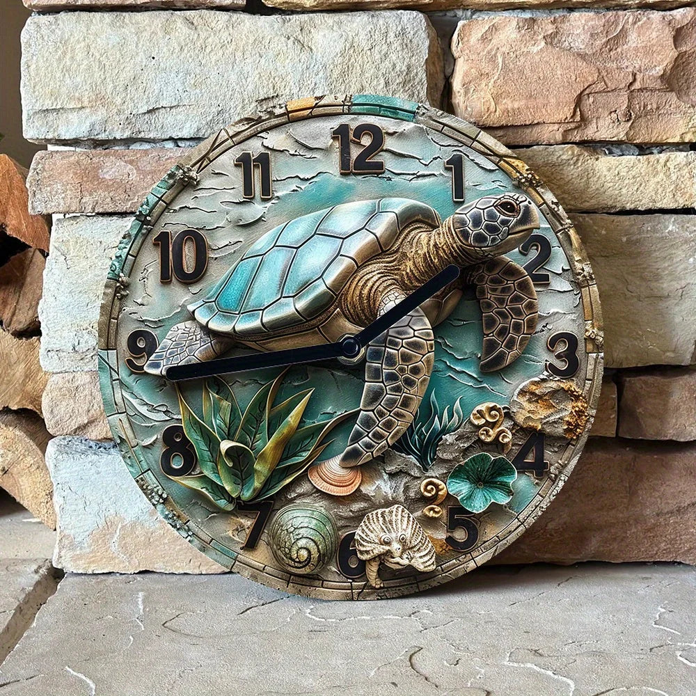 Aluminum Wall Clock With Turtle Design-Perfect For Summer Bedroom&Vacation Decor decoratie woonkamer voor de muur modern design