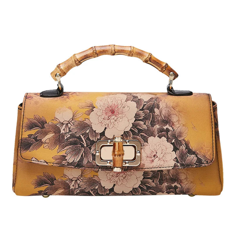 MOTAORA Vintage Print Cheongsam Leather Handbag Women Bag Luxury Designer Handmade 2023 New Ladies Shoulder & Crossbody Bags