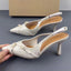 Pointed Toe High Heels Women Sandals 2025 Summer Brand Designer White Ladies Wedding Shoes Trendy Buckle Mules Footwear