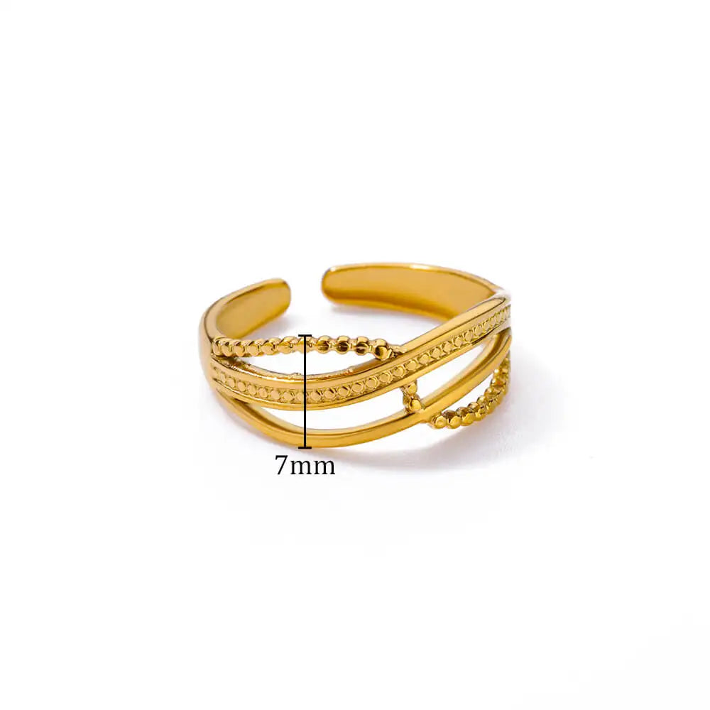 Geometric Lancet Glossy Stainless Steel Open Rings For Women Minimalist Gold Color Adjustable Wedding Ring Female Jewelry BFF