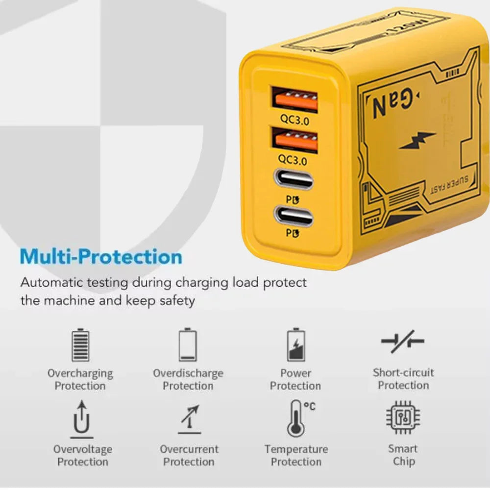 120W Fast Charger Typec Cable Ultra Quick Charge 4port Usb C Pd High Speed Phone Charger Adapter For Xiaomi Iphone Huawei New