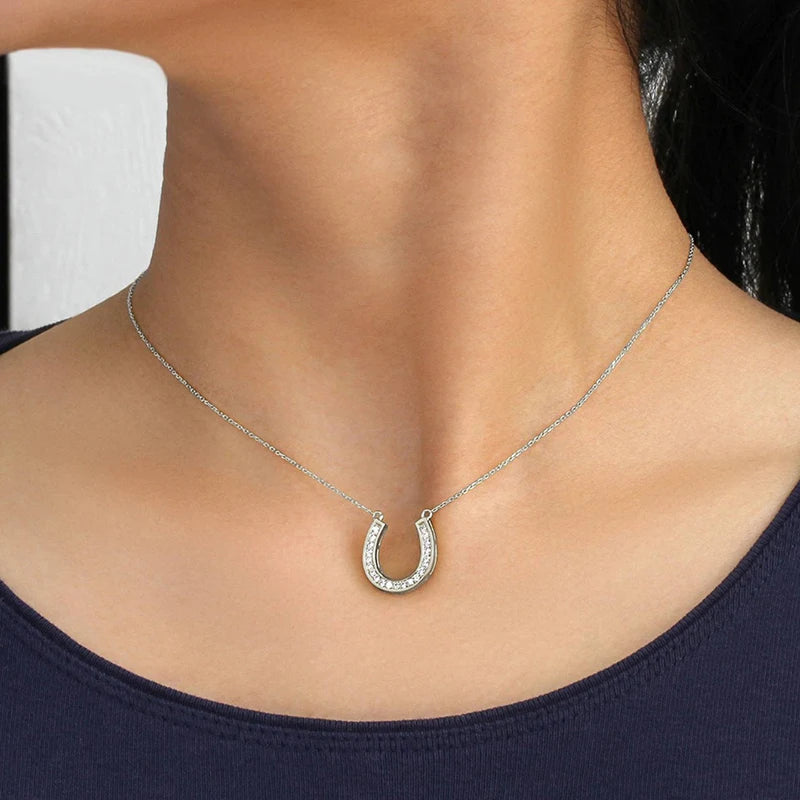 Huitan Circle Pendant Necklace for Women Luxury CZ Silver Color Box Chain Exquisite Female Neck Accessories Statement Jewelry