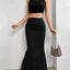 Solid Bodycon Ruched Long Skirt Women Sexy Black Elastic Elegant High Waist Mermaid Maxi Skirts Summer Streetwear