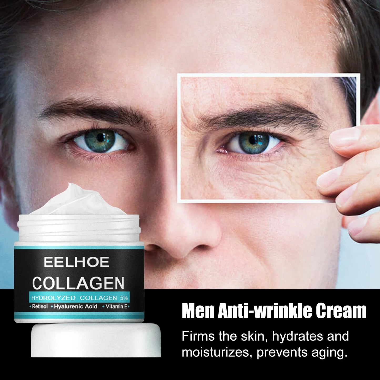 EELHOE Collagen Anti Aging Face Cream Hyaluronic Acid Remove Wrinkle Firming Lifting Whitening Moisturizing Men Facial Skin Care
