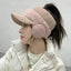CNTANG 2024 Fashion Trend With Earflaps Empty Top Baseball Caps Lambswool Knitted Women's Hat Autumn Winter Thicker Warm Cap
