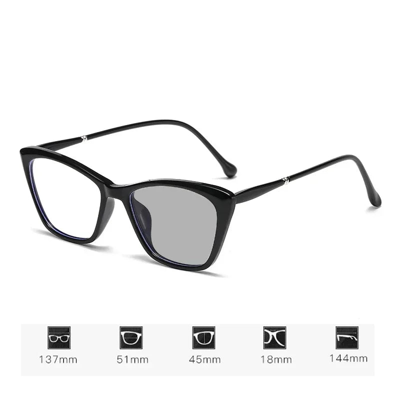 2025 Women Cat Eye Near Sight Eyeglasses Trendy Color Changing Myopia Eyeglasses Finished Prescription Photochromic Sunglasses