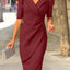 2024 ZANZEA Elegant Office Suit Dress Women Half Puff Sleeve Vestidos Summer Fashion Solid Color Robe Casual V-neck OL Dresses