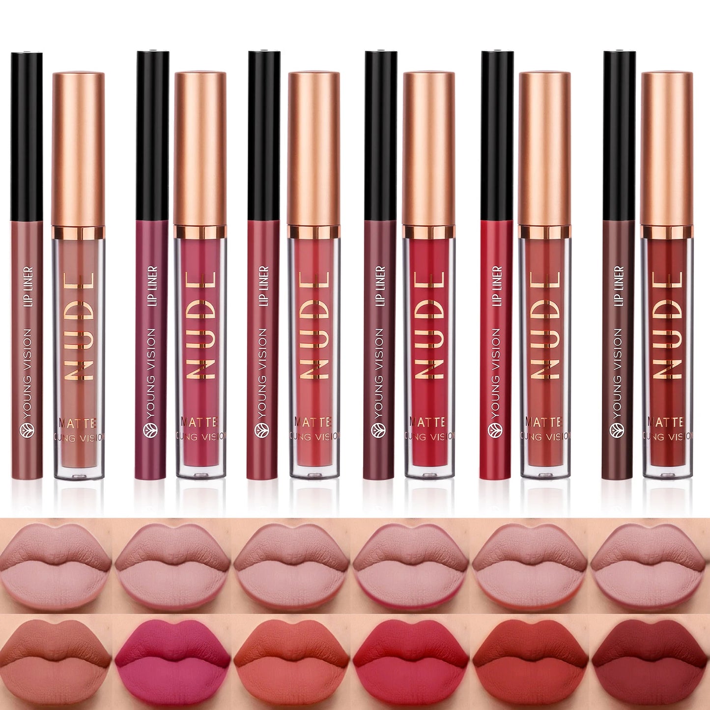 2Pcs Set of Boxes Velvet Matte Lipliner Lip Gloss Combination Lasting Non-stick Liquid Lipstick Nude Glaze Lips Makeup Cosmetics