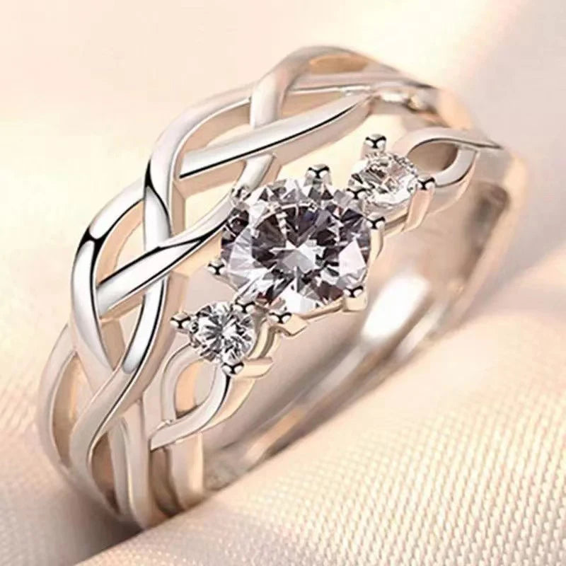 2PCS Fashion Exquisite Silver Color Couple Paired Ring For Women Men Opening Adjustable Engagement Wedding Gift Jewelry Accessor