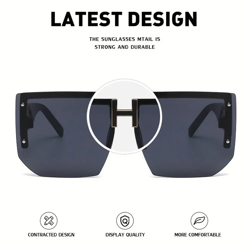 Rimless Square Frame Luxury Sunglasses Men Women Fashion Shades UV400 Vintage Glasses