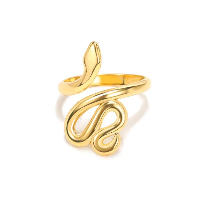 Geometric Lancet Glossy Stainless Steel Open Rings For Women Minimalist Gold Color Adjustable Wedding Ring Female Jewelry BFF