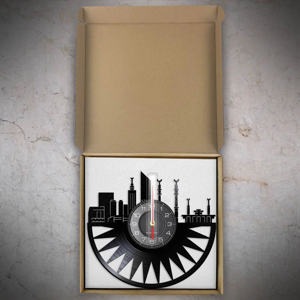Saudi Arabia Mecca Skyline Vinyl Record Wall Clock For Bedroom Islamic Mosque Wall Art Architecture Home Decor Muslim Wall Watch