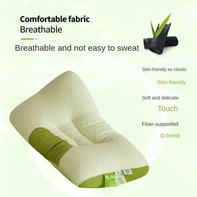 New 3D Bamboo Carbon Fiber Antibacterial Sleep Pillow Neck Pillow to Help Adult Students Sleep Suitable for Home Pillow Core