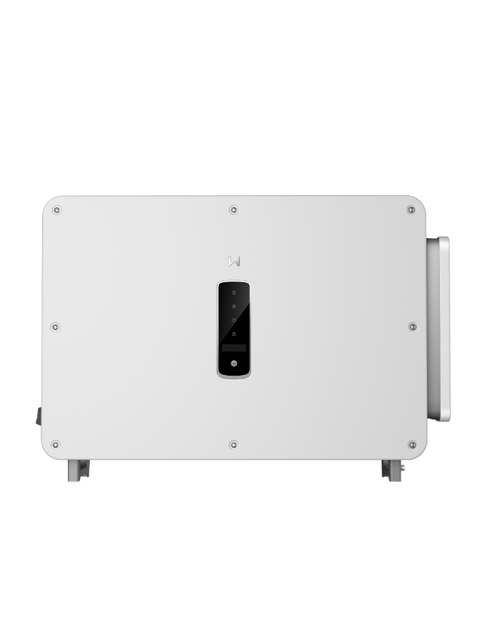 White electronic device with a small screen on a white background